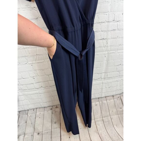 TRINA TURK blue wrap top belted short sleeve romper jumpsuit size 2 NWOT - Picture 9 of 10